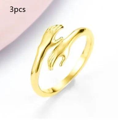 Alloy Simple Hands Hug Ring Opening Adjustable Jewelry - EX-STOCK Canada