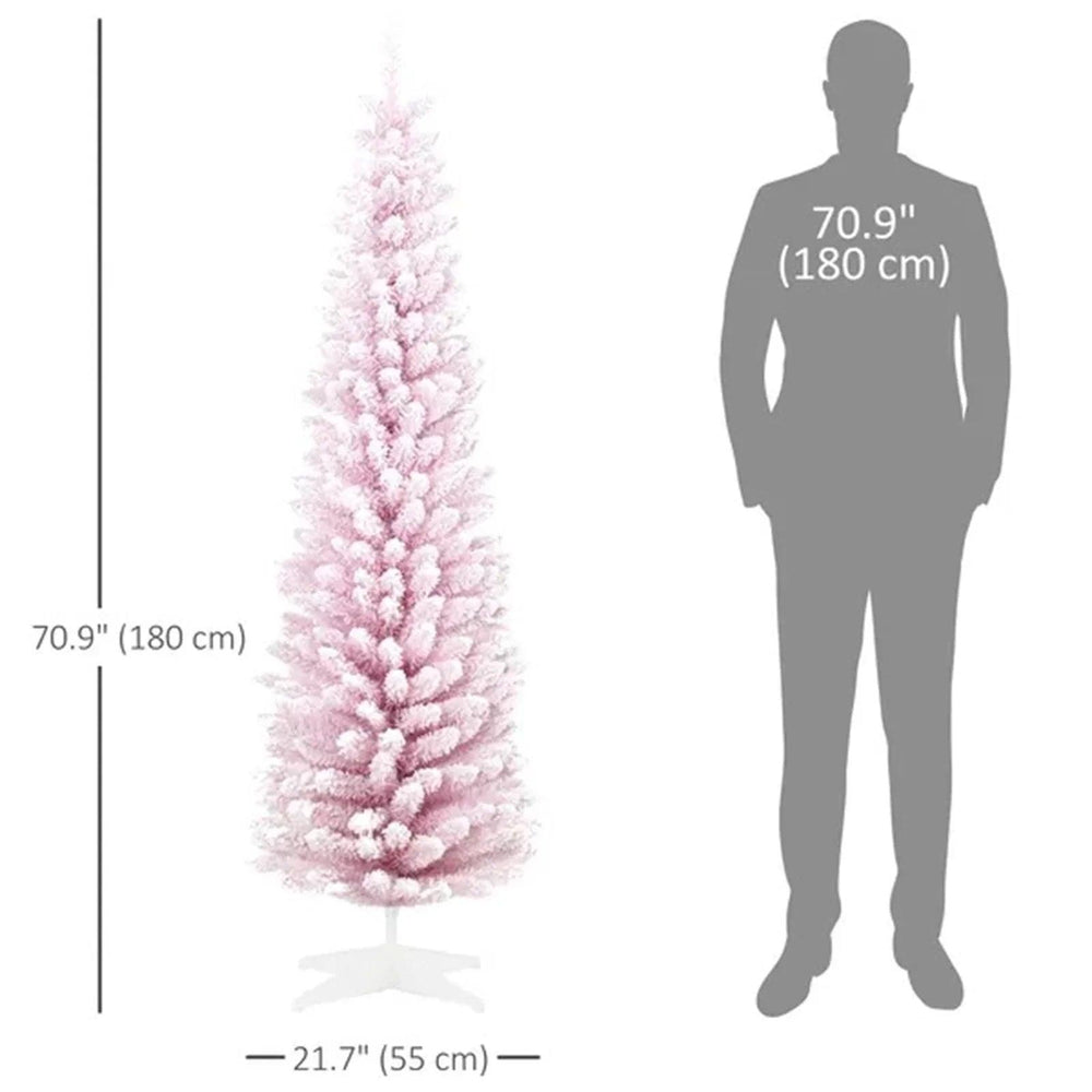 6ft Flocked Christmas Tree, Pencil Artificial Christmas Tree With Realistic Branches EX-STOCK Canada