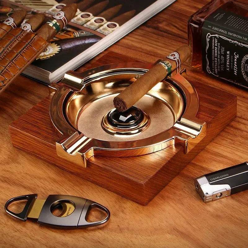 Luxury Wooden Stainless Steel Cigar Ashtray - EX-STOCK Canada