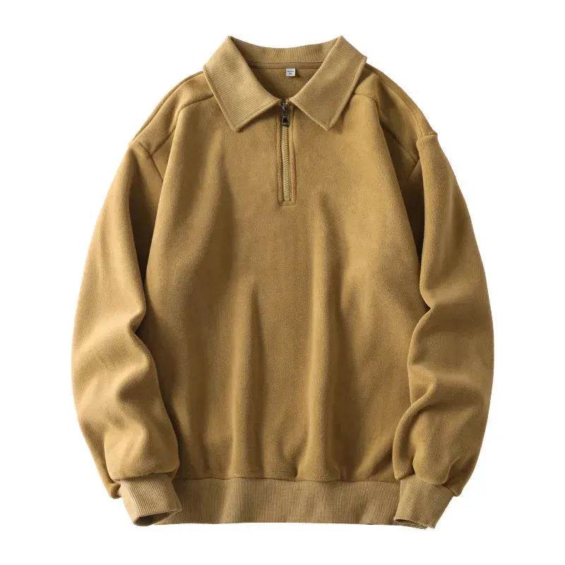 Autumn Winter Fashion Lapel Half-zip fleece Sweatshirt Pullover tops for Men - EX-STOCK Canada