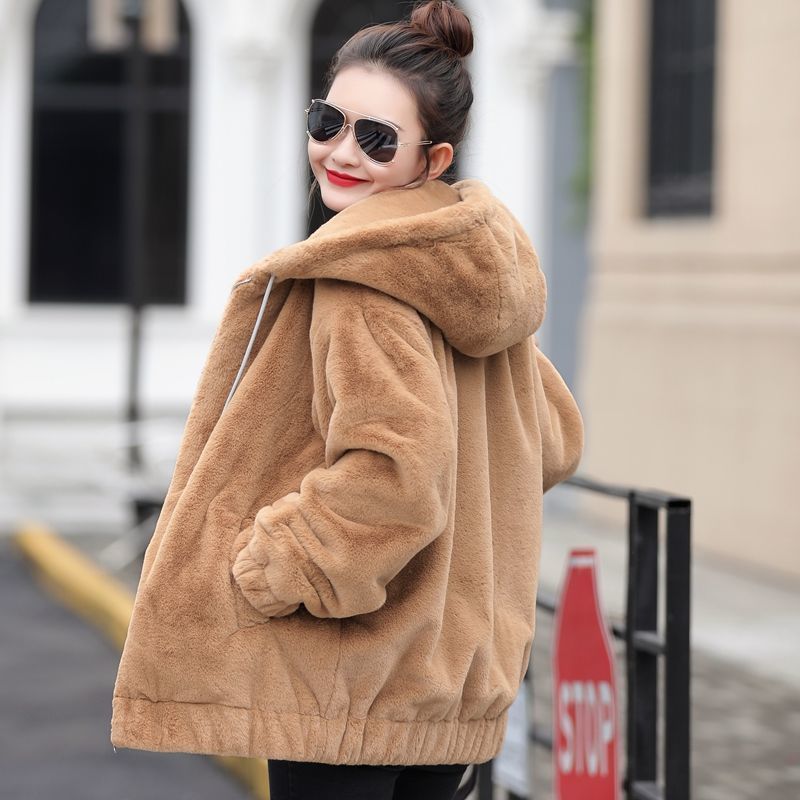 Flannel Hooded Coat Women's Mid-length Winter | EX-STOCK product gallery photo 6