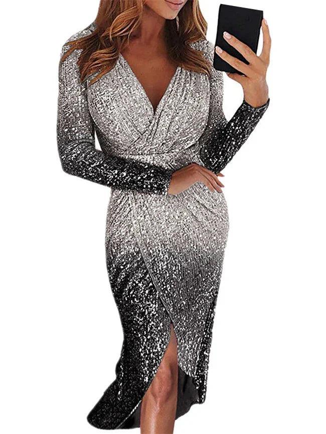 Dinner Party Dress Ladies Shining Evening Party Skirt Gown EX-STOCK Canada