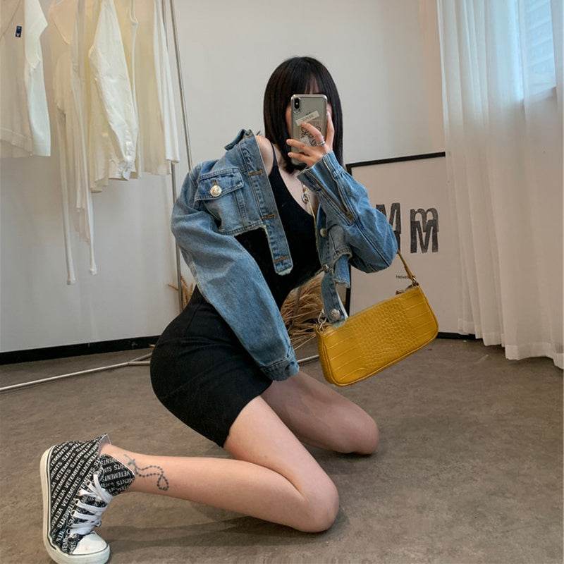 Light Blue crop Denim Jacket For Women - EX-STOCK Canada