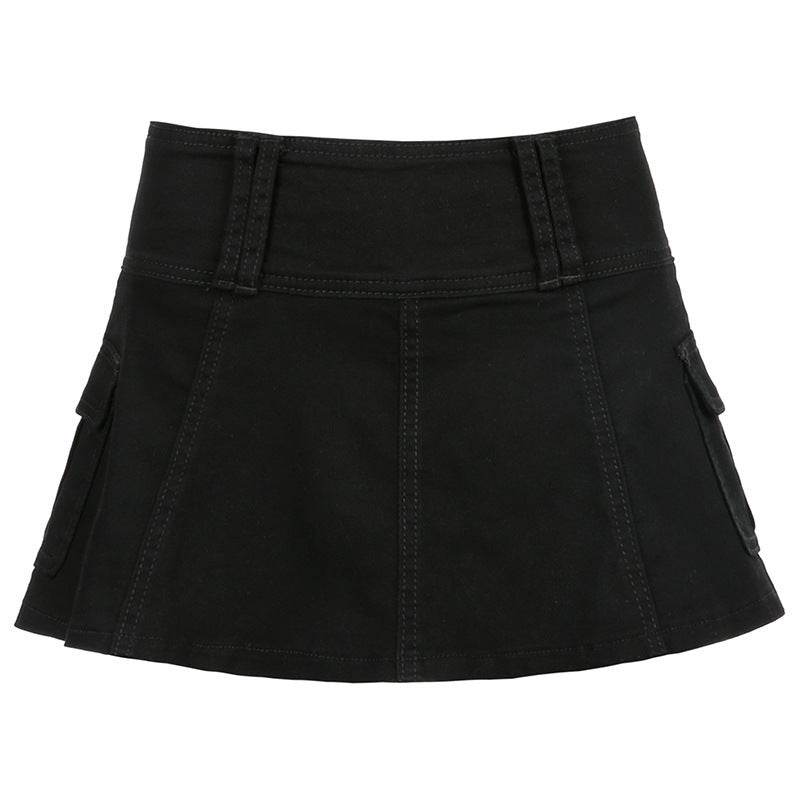 Solid White Black Denim Fashion Mini Skirt - EX-STOCK Canada