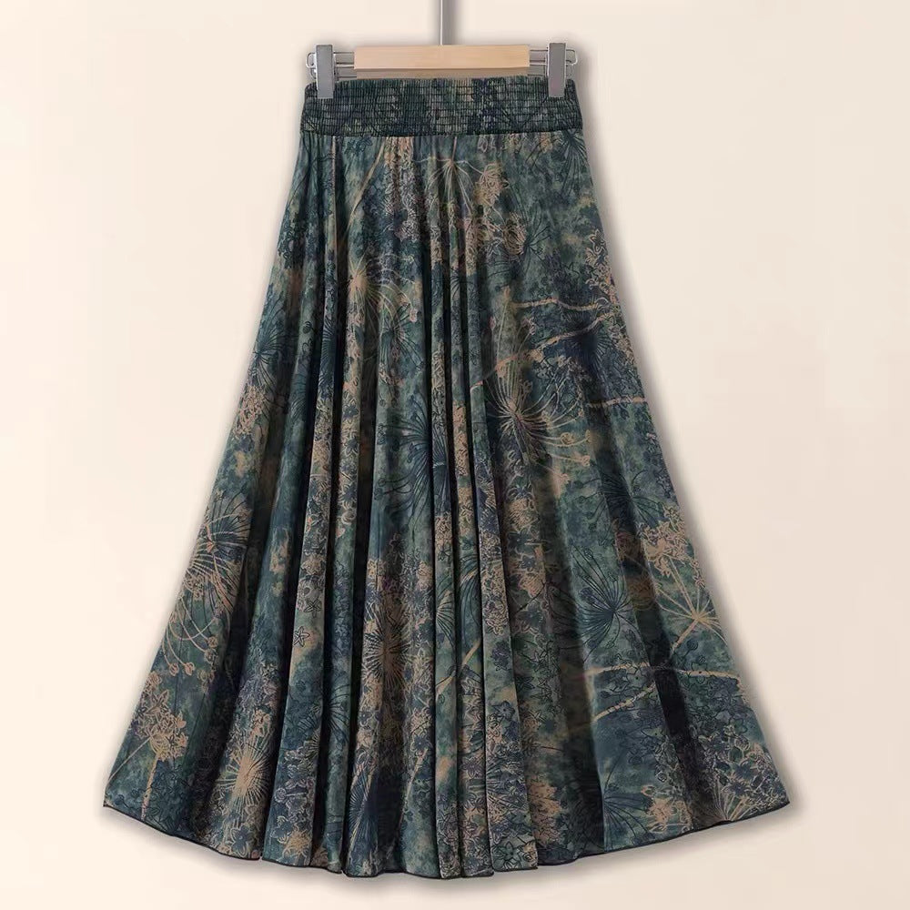 Floral patterned skirt on a beige background