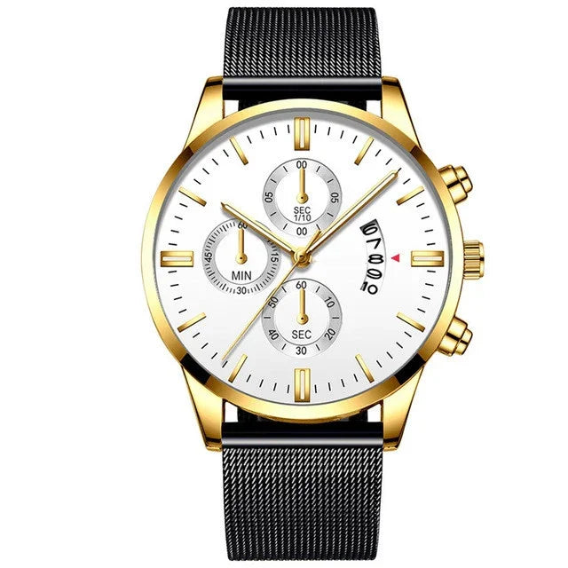 Mens Business Luxury Watches For Men Mesh Band Quartz Watch EX-STOCK Canada