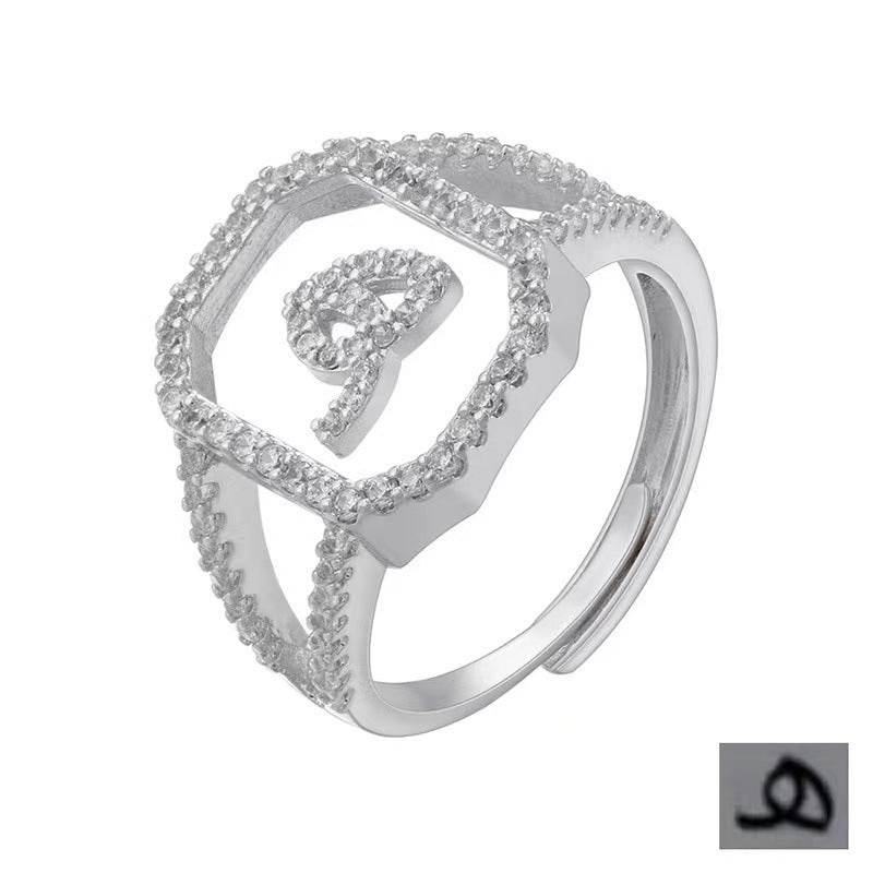 Fashion Micro Inlaid Zircon Arab Letters Ring for women - EX-STOCK Canada