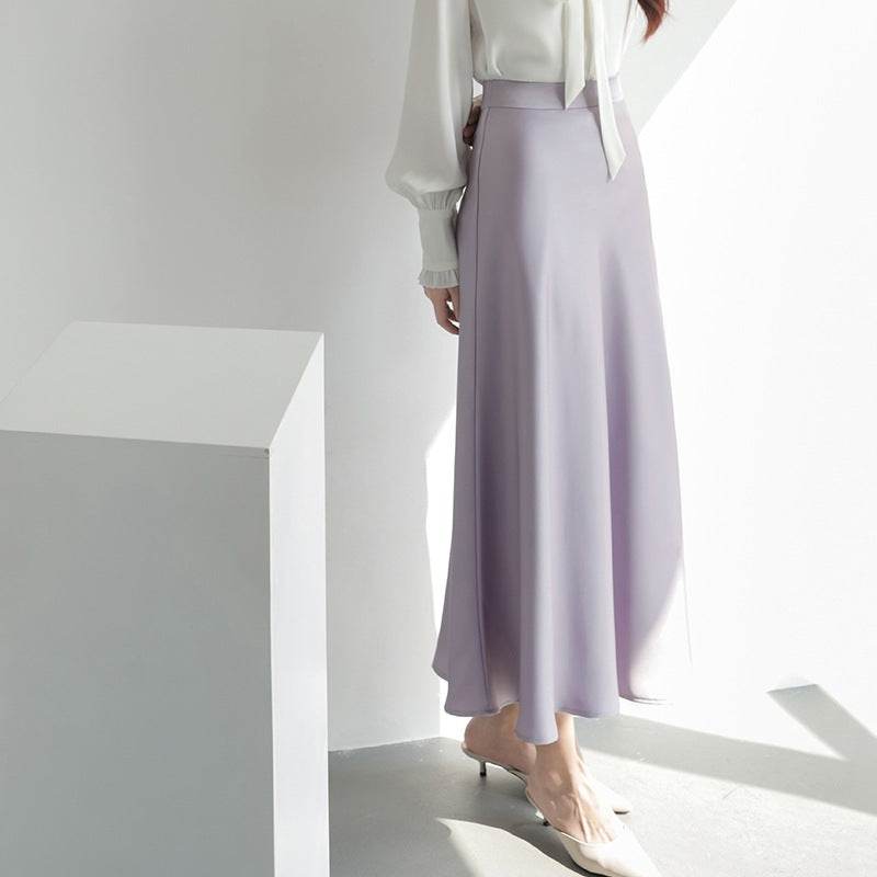 Women's formal Work Satin Skirt Summer High Waist Midi Sheath Skirt - EX-STOCK Canada