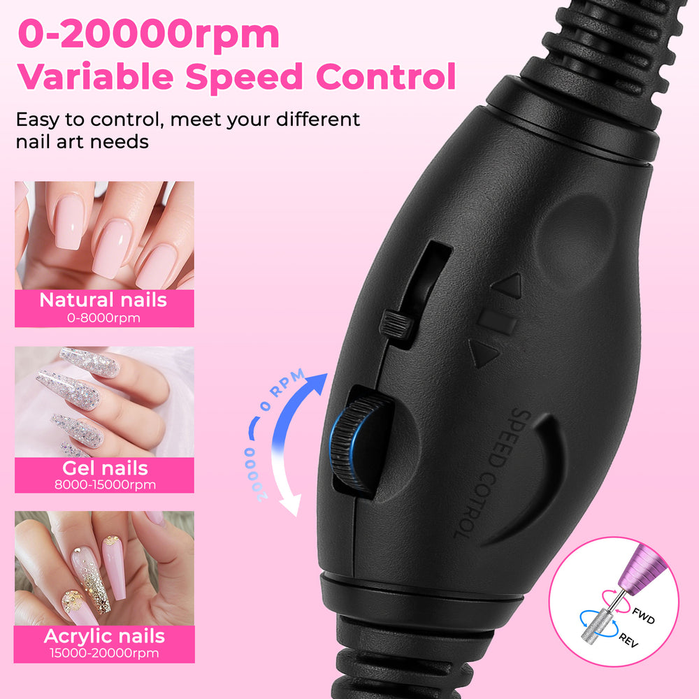 Perceuse à ongles électrique portable, kit de lime à ongles professionnel pour acide acrylique, gel pour ongles, coupe des ongles avec perceuse à ongles, bande abrasive pour pédicure, or roseEX-STOCK Canada