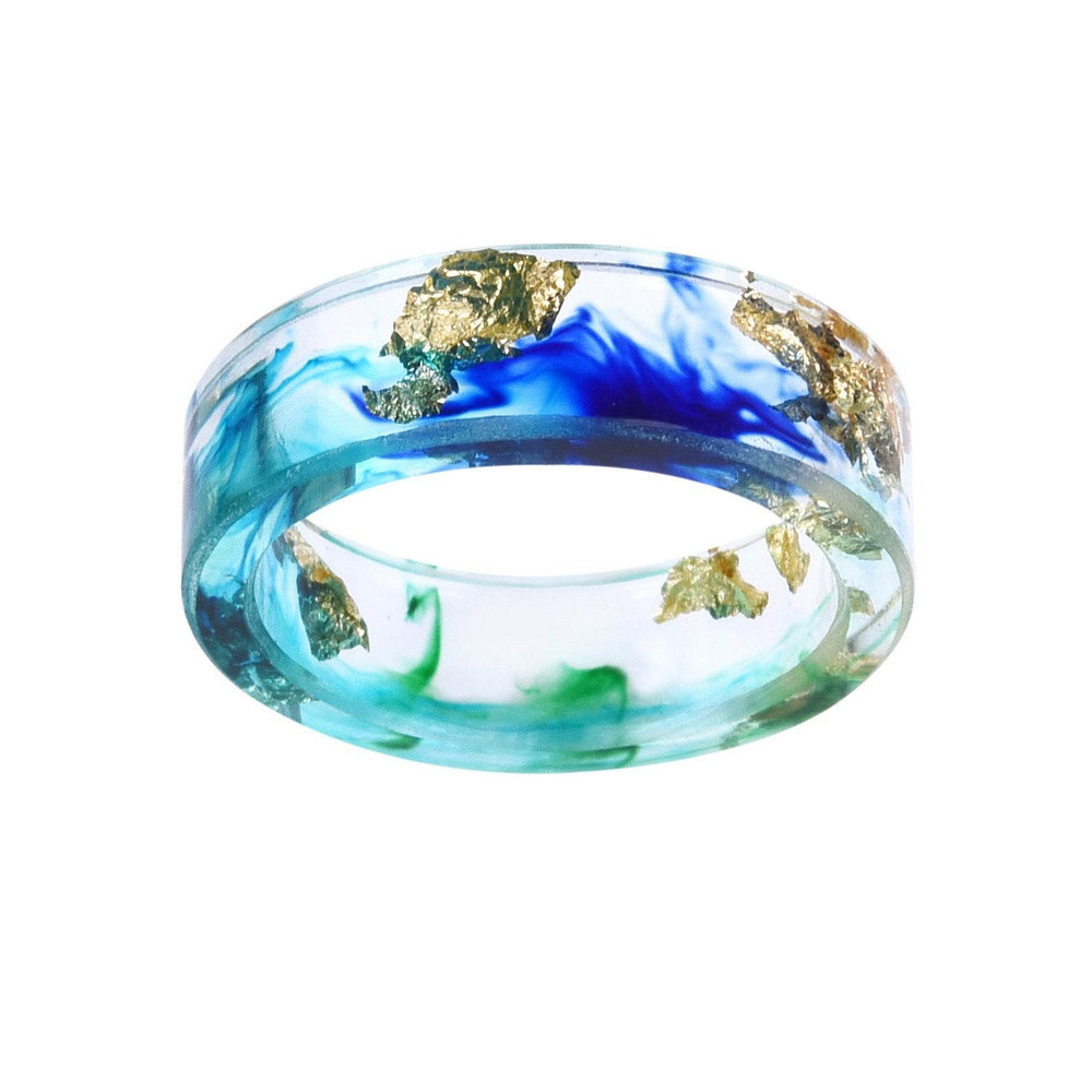 New dried flower resin ring Sen Xiao small handmade flower gold foil color Epoxy ring - EX-STOCK Canada