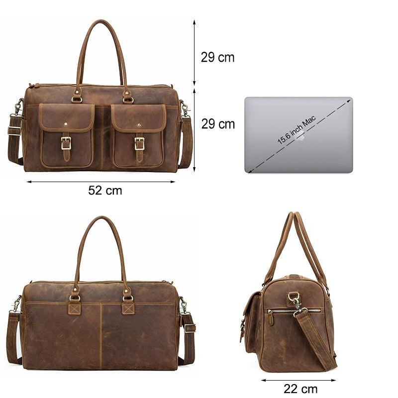 Retro Crazy Horse Cowhide Large Capacity Leather Travel Bag | EX-STOCK Canada