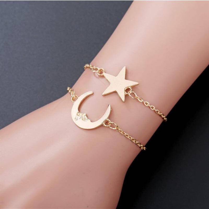 Alloy Couple Romantic Fine Chain Star Moon Bracelet - EX-STOCK Canada