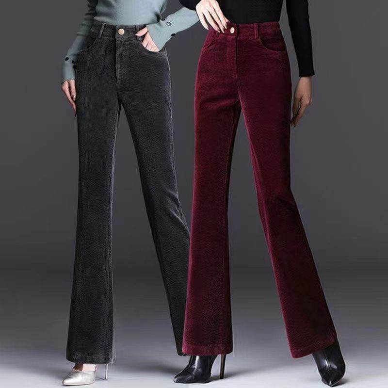 High-grade Bootcut Trousers Women's Corduroy Flared Pants Draping Effect - EX-STOCK Canada