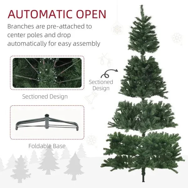 9ft Artificial Christmas Trees With 2132 Branch Tips, Auto Open And Steel Base, Green EX-STOCK Canada