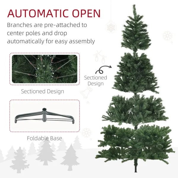9ft Artificial Christmas Trees With 2132 Branch Tips, Auto Open And Steel Base, Green EX-STOCK Canada