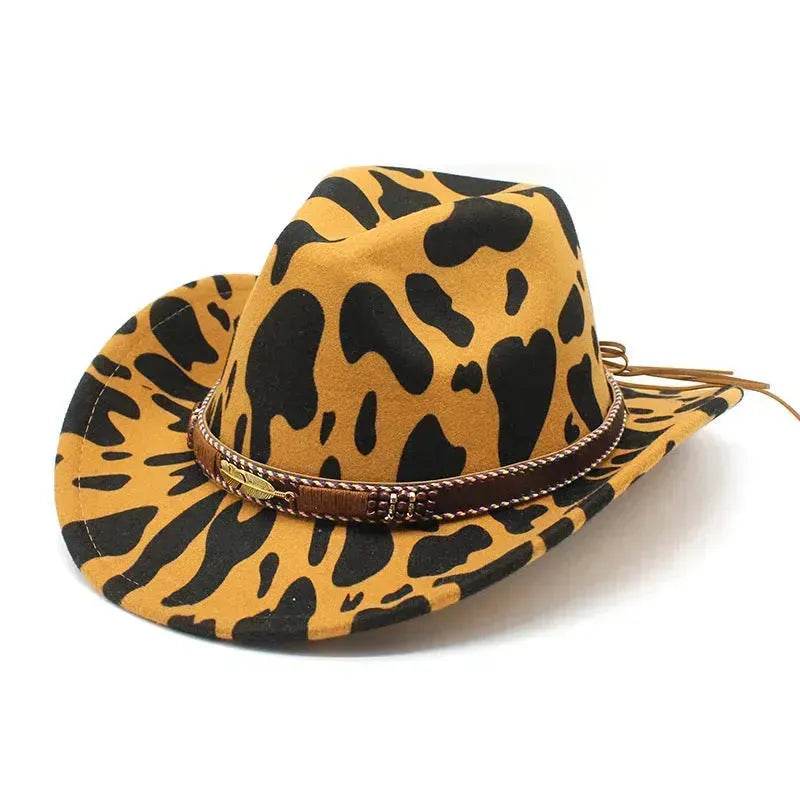 Western Style Camo Cowboy Hat Woolen Felt Cow Pattern Big Brim Wide Brim Denim Top Hat Camouflage Cowboy Cowgirl Hat - EX-STOCK Canada