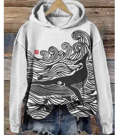 Women Fashion Spring And Autumn Plum Blossom Hooded Super Plus Size Loose-fitting Casual Pullover - EX-STOCK Canada