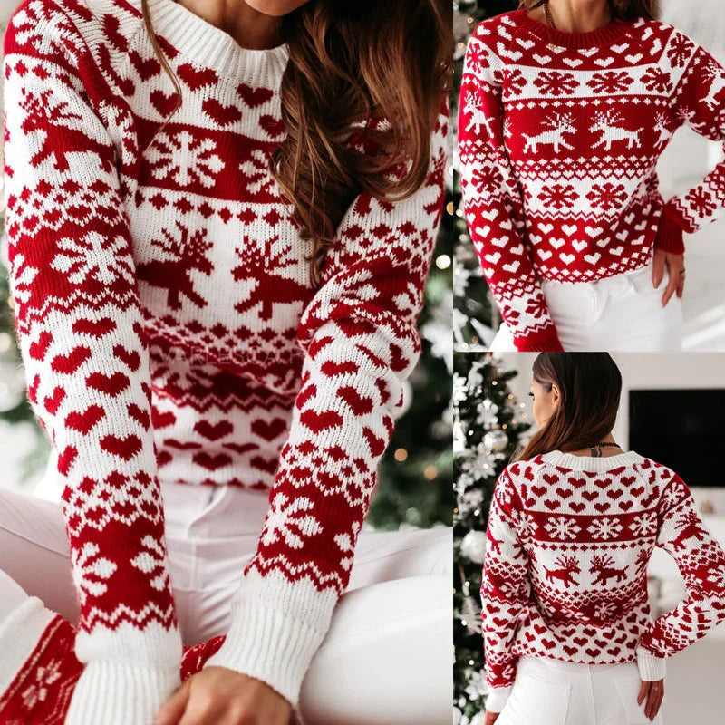 Christmas Elk Long Sleeve Knitted Sweater EX-STOCK Canada