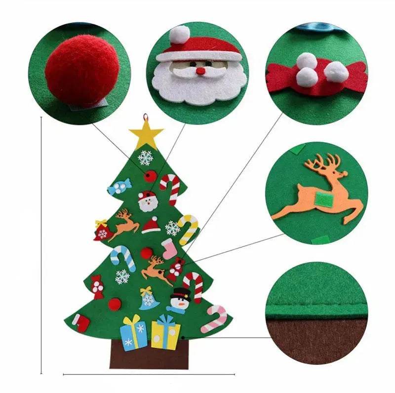 DIY Felt Christmas Tree New Year Toddler Kids Handmade Gift Toys Door Wall Hanging Ornaments Holiday Party Home Decor Set - EX-STOCK Canada