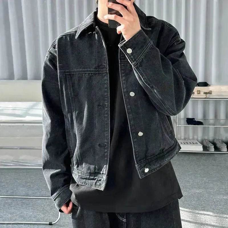 Men's Black Denim Jacket Distressed Short Top Black Jeans Jacket for men - EX-STOCK Canada