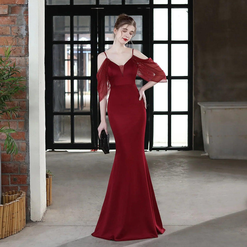 Bride Long Suspender Appreciation Dinner Party Slim-fit Fishtail Skirt Dress EX-STOCK Canada