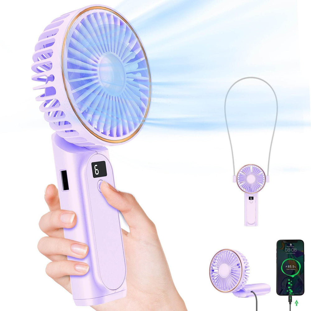 Handheld Desktop Halter Six-gear Can Be Used As Power Bank Digital Display Fan - EX-STOCK Canada