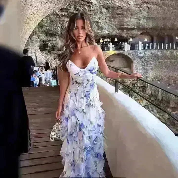 New Women's Spring And Summer Dew Fairy Sleeveless Backless Floral Long Dress - EX-STOCK CANADA
