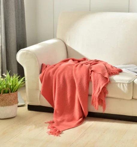 Fringed Knitted Small Blanket Napping Blanket Sofa Blanket EX-STOCK Canada