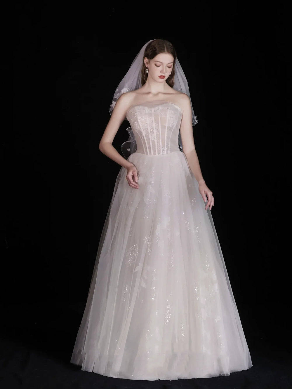 فستان زفاف أبيض للعرائس من خيوط خفيفة وفستان أنبوب عشاءEX-STOCK Canada