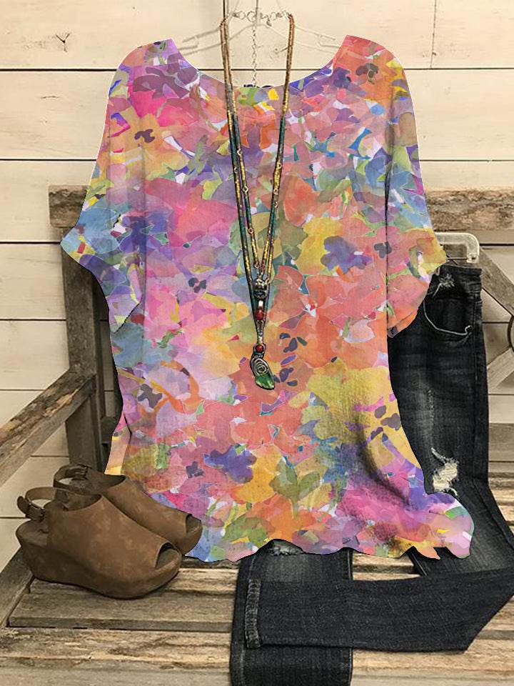 Summer Loose blouse Round Neck Short Sleeve Cotton And Linen Top For Women - EX-STOCK Canada