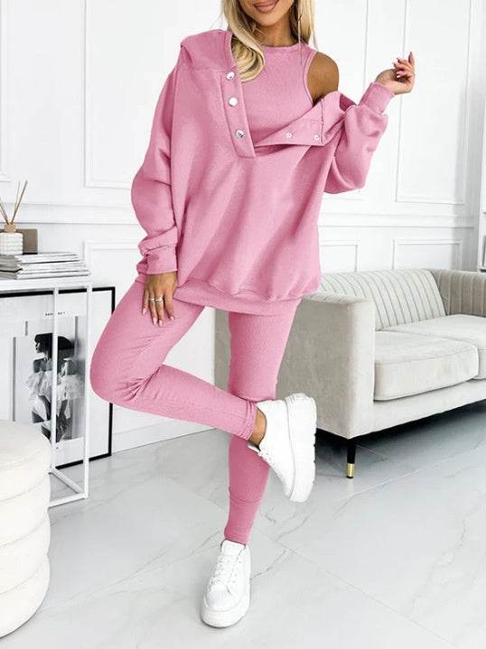 3pcs Women Hoodie Athleisure Outfit set sweatsuit set - EX-STOCK Canada
