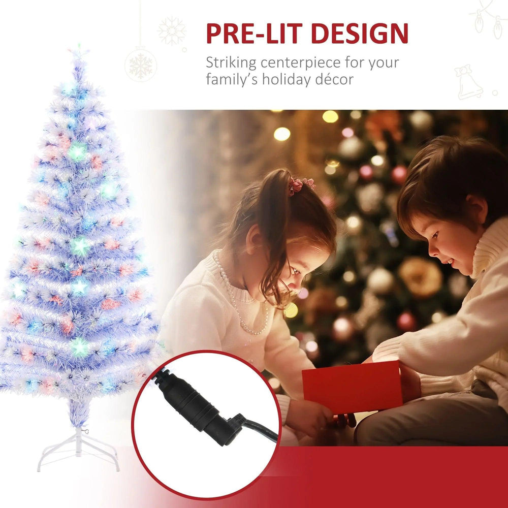 Sapin de Noël de 5 pieds pré-éclairé à fibre optique LED, sapin de Noël artificiel décor saisonnier avec support, décoration d'hiver pour les fêtesEX-STOCK Canada