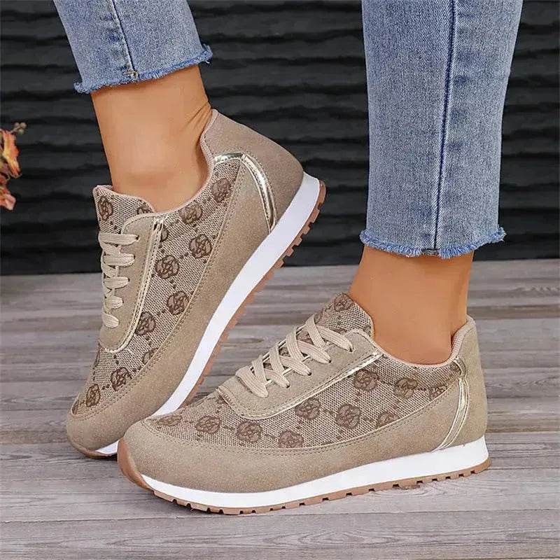 Flower Print Lace-up Sneakers Casual Fashion Lightweight Breathable Walking Running Sports Shoes Women Flats - EX-STOCK Canada