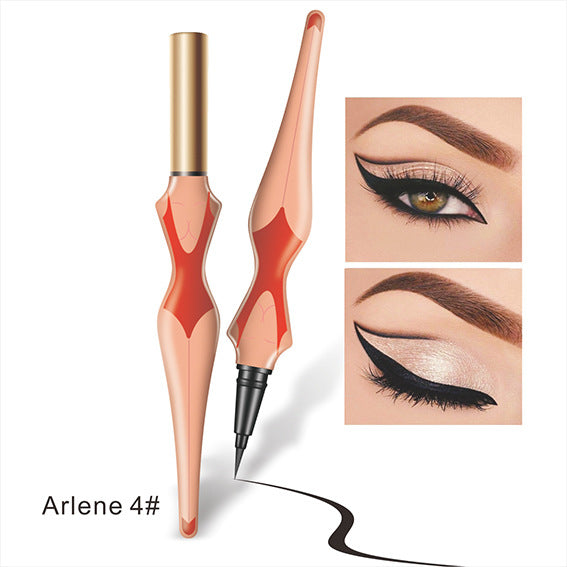 Eyeliner pen with a close-up of an eye wearing the product on a white background