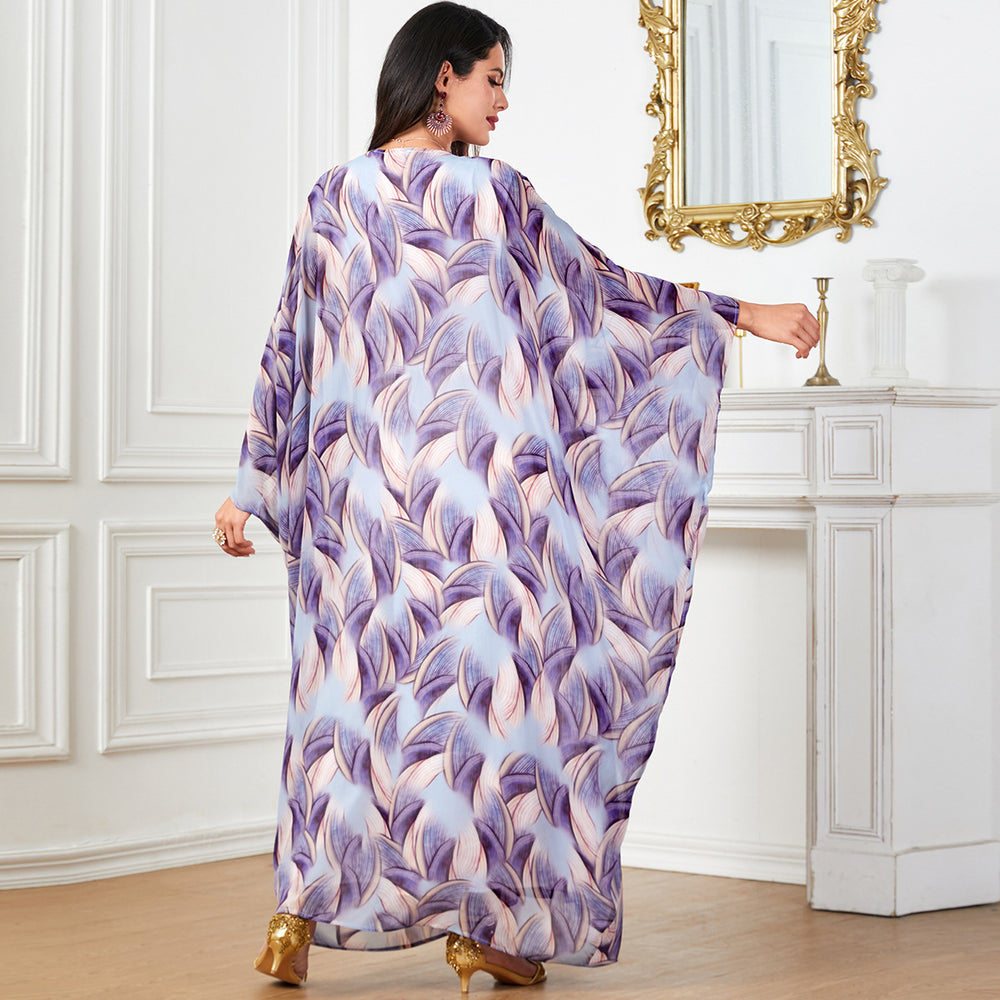 Women's Arabic Print Long Sleeve Dress - EX-STOCK Canada