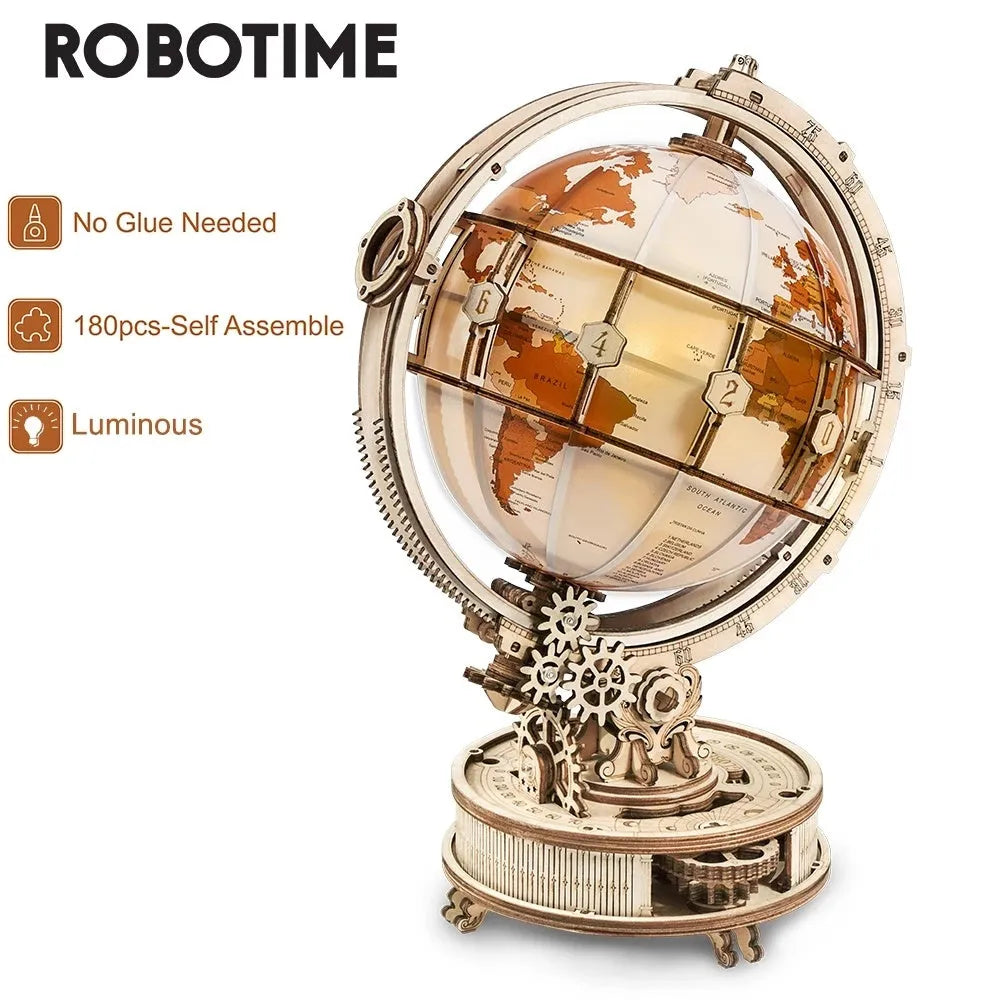 Robotime ROKR Luminous Globe 3D Wooden Puzzle Games Assemble Model Buliding Kits Toys Gift for Children Boy Support DropShipping - EX-STOCK CANADA