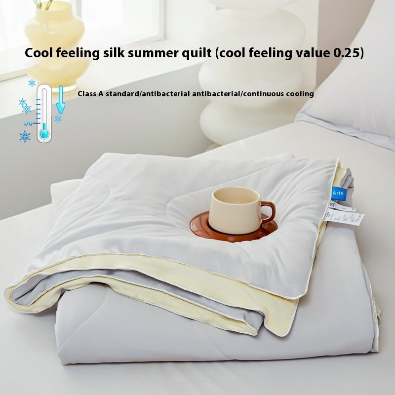 Pure Color Cool Silk Summer Blanket Airable Cover Single Double Summer Ice Cream Ice Silk Summer Quilt Machine Washable Thin Duvet EX-STOCK Canada