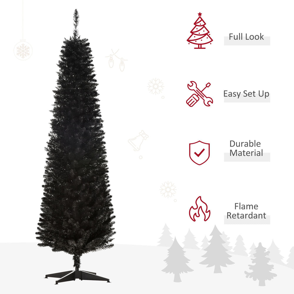 6 Pencil Christmas Tree, Slim Artificial Xmas Tree With Realistic Branches, Sturdy Metal Stand, Black EX-STOCK Canada