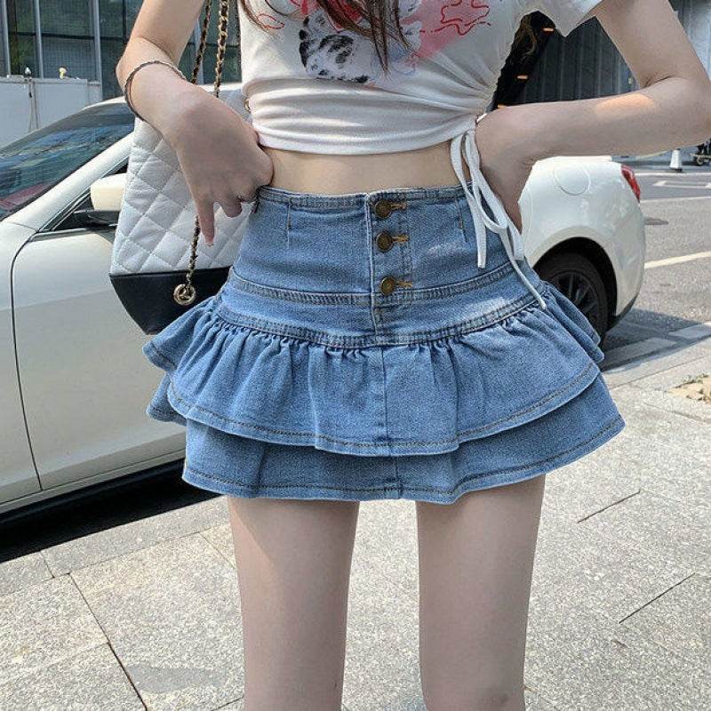 Hot Girl Pure Mini Denim Skirt Women's Summer Jeans Skirt - EX-STOCK Canada