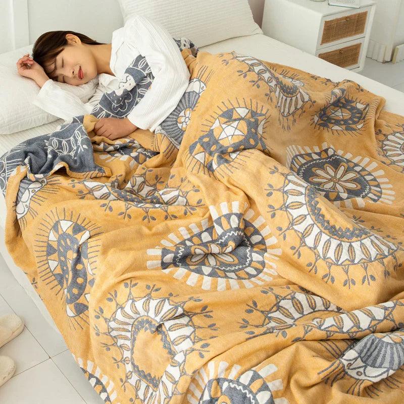 Cotton Four-layer Gauze Towel Blanket Air Conditioning Blanket Thin Duvet EX-STOCK Canada