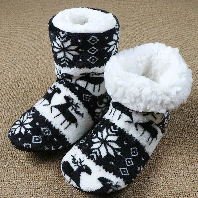 Christmas Elk Floor Shoes Indoor Socks Shoes Warm Plush House Slippers - EX-STOCK Canada
