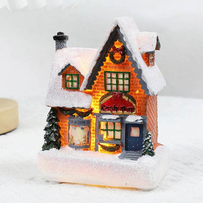Christmas Decorations Resin Small House Luminous Ornaments - EX-STOCK Canada