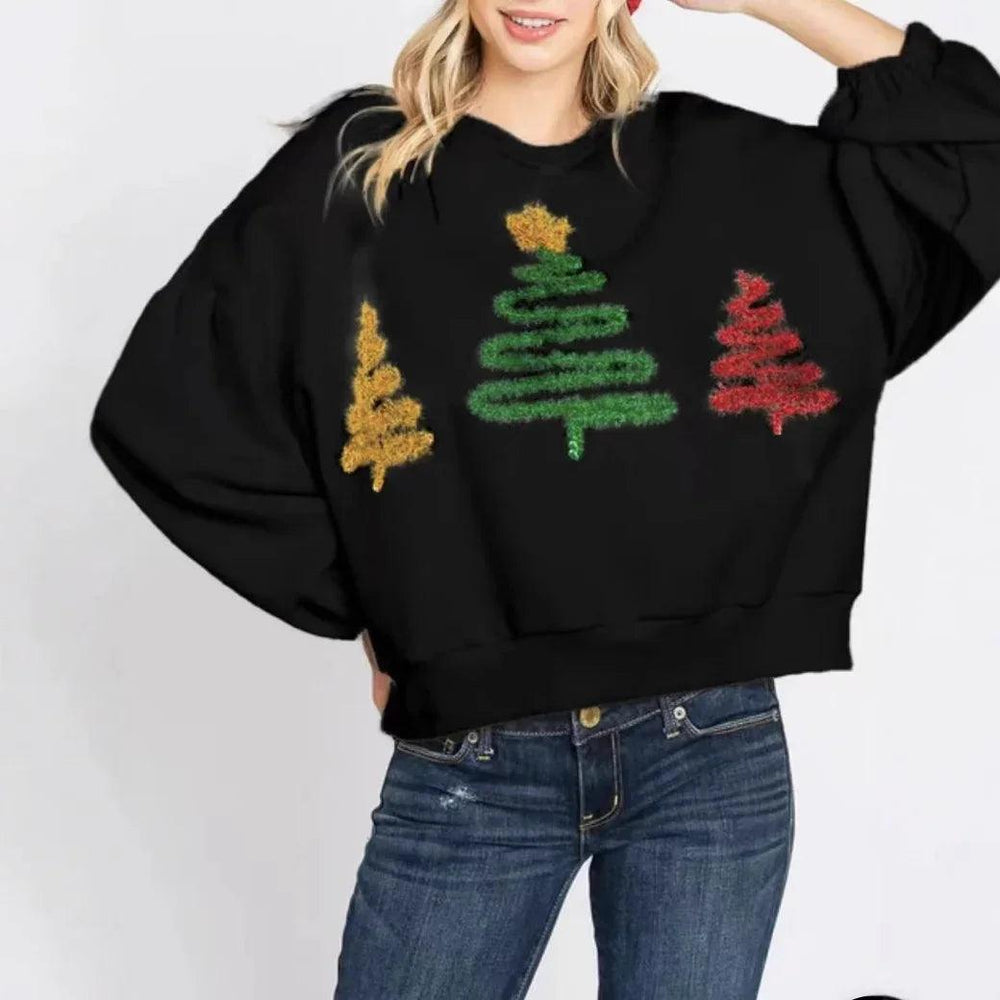 Pull-over décontracté pour femme à manches longues avec motif de NoëlEX-STOCK Canada