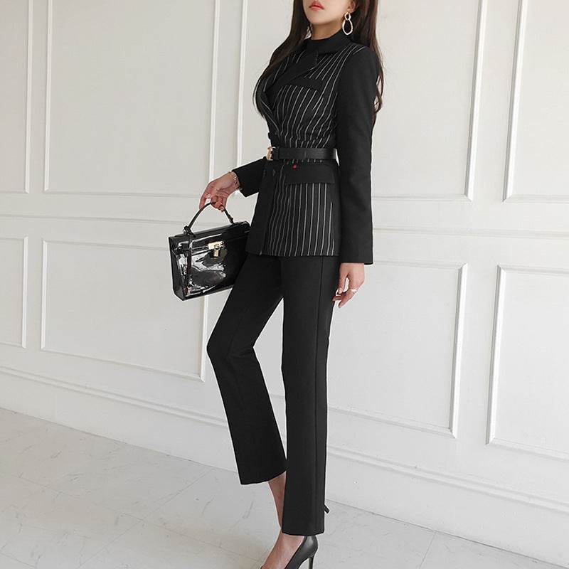 Formal Business Women Set New Striped Blazer Slim Pant suit 2pcs - EX-STOCK Canada