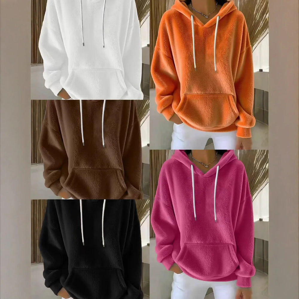 Women's Solid Color Lamb Fleece Lined Versatile Sweatshirt For Autumn And Winter EX-STOCK Canada