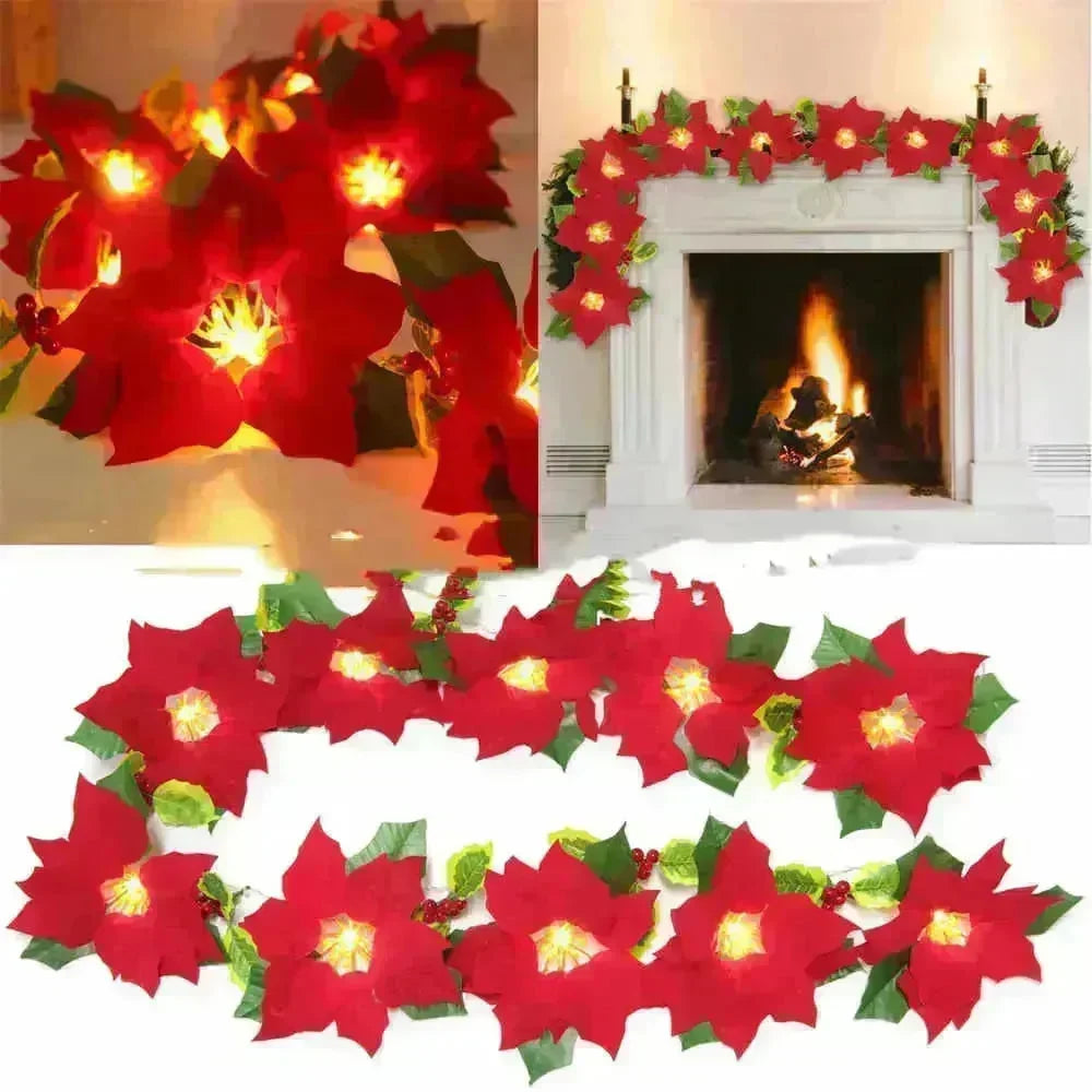 Door Frame Escalator Decoration Red Flower String Lights - EX-STOCK CANADA