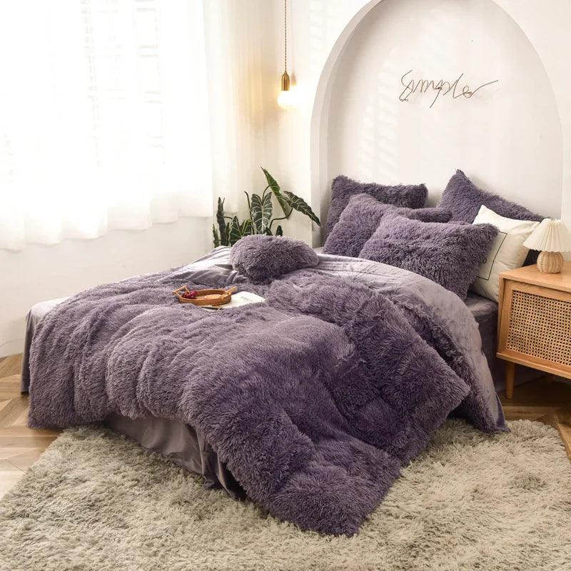 Mink Velvet Four Piece Set Long Plush Crystal Velvet Duvet Cover EX-STOCK Canada