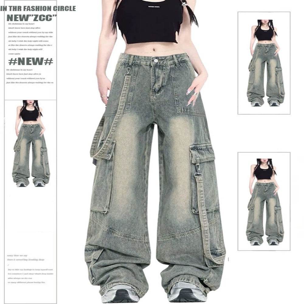Retro Street style Oversized Baggy Cargo Jeans Pant Women - EX-STOCK Canada