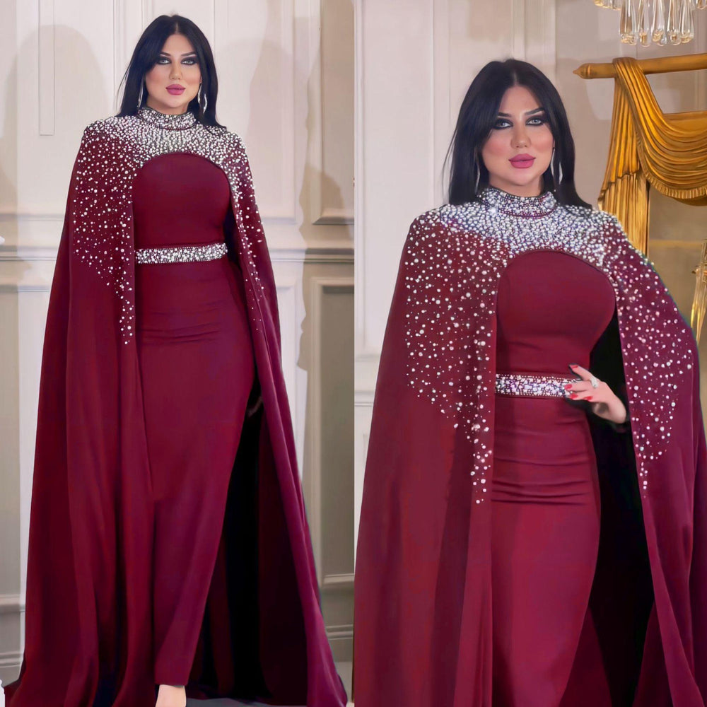Middle East Muslim Rhinestone Beaded Heavy Industry Two-piece Suit Dress Robe - EX-STOCK Canada