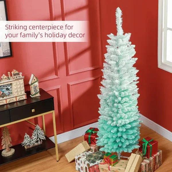 Sapin de Noël en forme de crayon de 1,5 m, sapin de Noël artificiel mince pour la décoration des fêtes de Noël, bleu dégradéEX-STOCK Canada